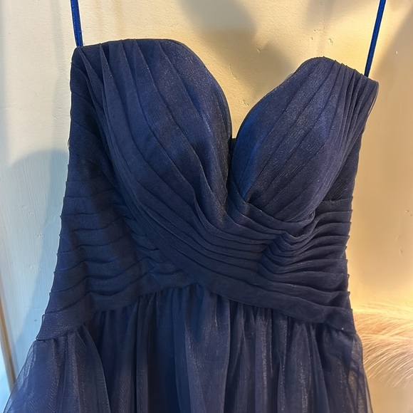 Mori Lee strapless formal gown in blue navy. Perfect condition. - Picture 3 of 14